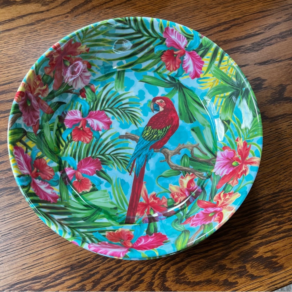 3 Melamine Tropical Parrot Bowls